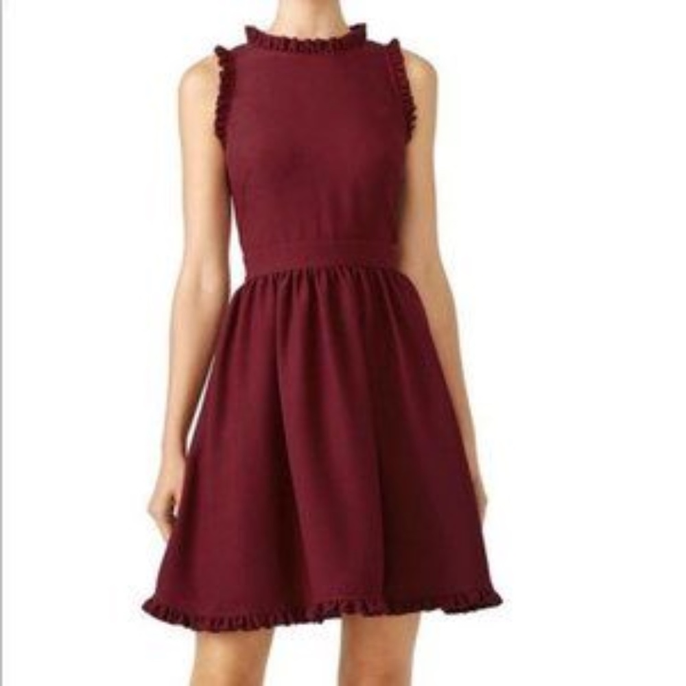 Kate Spade Ruffle Trim Fit Flare Crepe Dress Size 4